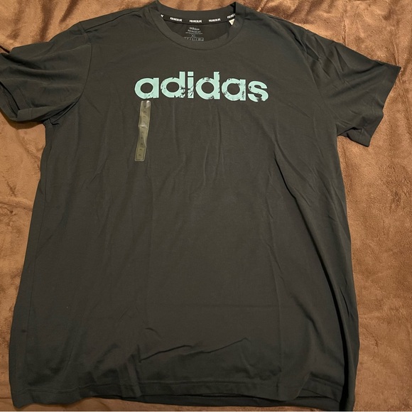 Adidas Men's Black Tee with Pale Blue Logo - Picture 7 of 9